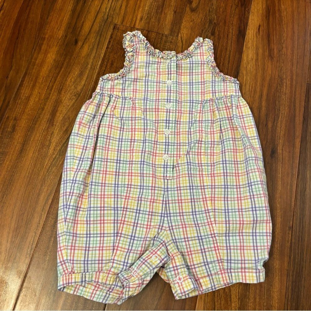 Lands End Vintage Y2K white pastel plaid sleeveless jumpsuit